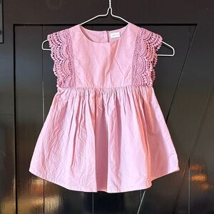 Jamie Kay Blush Crochet Sleeve Dress 100% organic cotton sz 3t